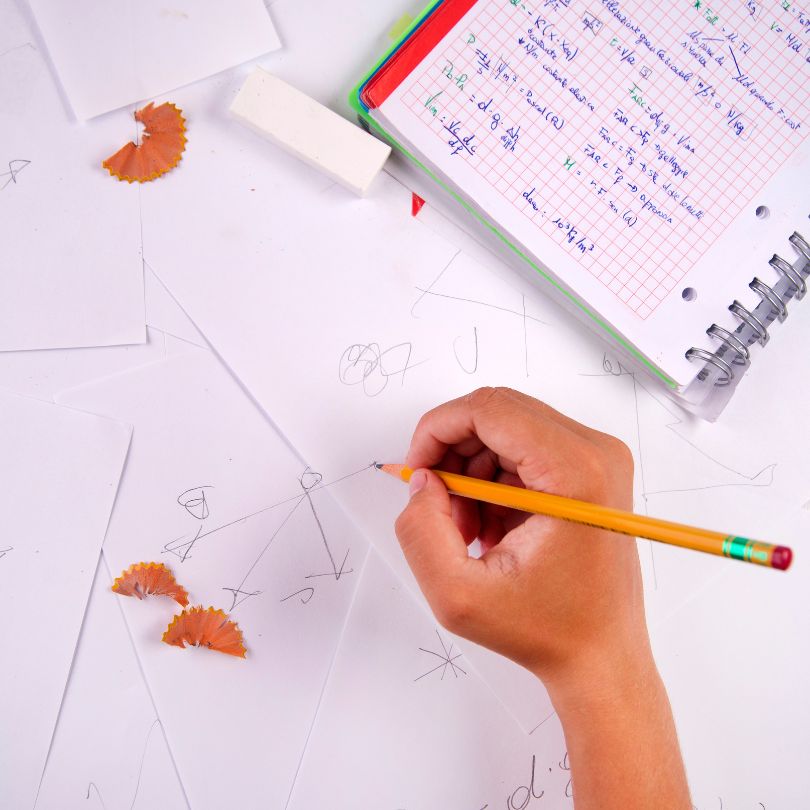 Tutor working with a student on maths and physics